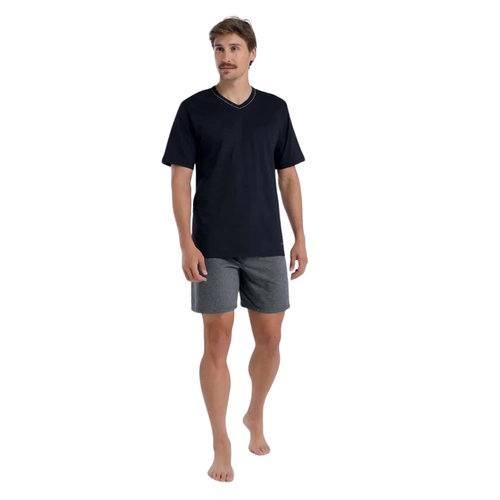 Pijama Manga Curta Mash Masculino Adulto Com Shorts Algodão