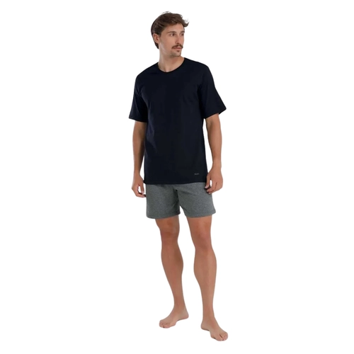 Pijama Manga Curta Mash Masculino Adulto Com Shorts Gola Careca Algodão