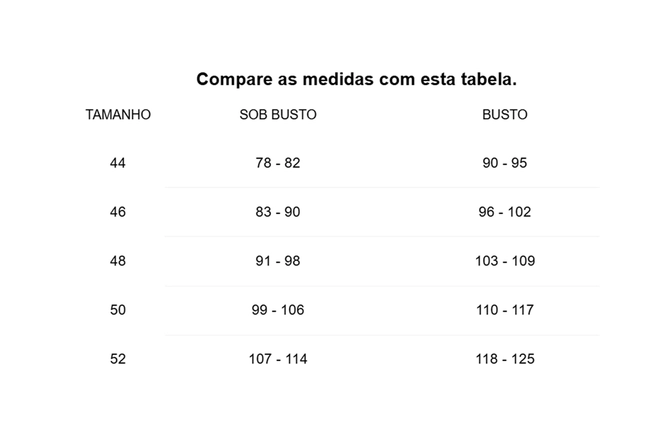 Tabela de Medidas