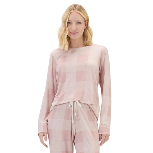 Pijama Manga Longa Cor Com Amor Feminino Adulto Xadrez Em Malha Visco Comfy