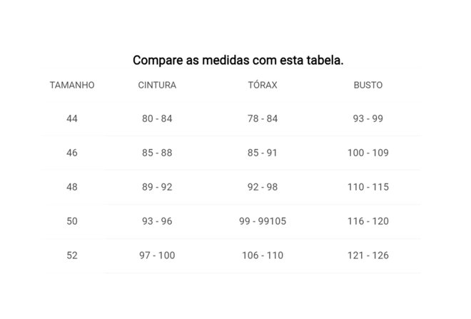 Tabela de Medidas