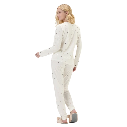 Pijama Manga Longa Cor Com Amor Feminino Adulto Ursinhos Em Algodão