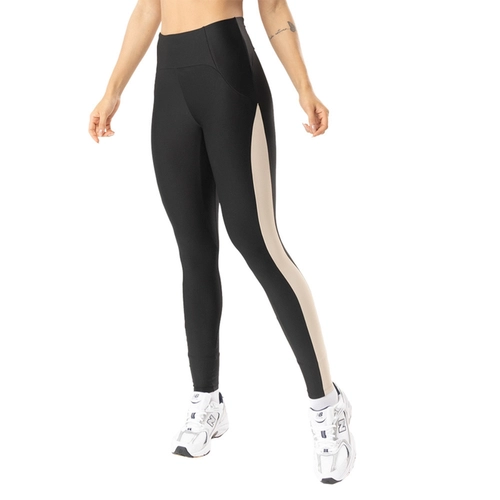 Calça Fitness Del Rio Legging Bicolor Em Microfibra