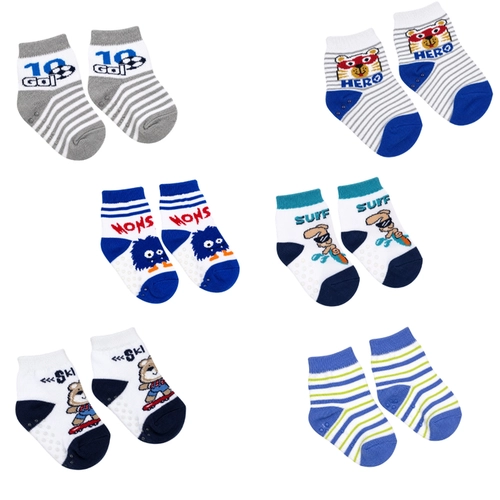 Kit 6 Meias Delos You Infantil Bebê Menino Menina Antiderrapante