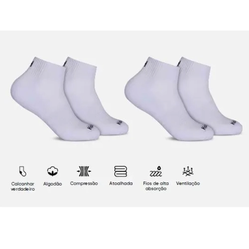 Kit 2x1 Meias Cano Curto Hoahi Sport Adulto Unissex Em Algodão