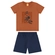 Conjunto Kamylus Infantil Masculino Manga Curta Dinossauro Meia Malha 4/10 - marrom-marrom