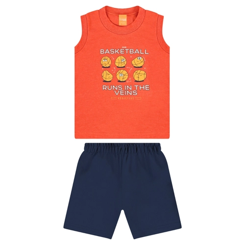 Conjunto Kamylus Infantil Masculino Basquete Regata e Shorts em Meia Malha 4/10