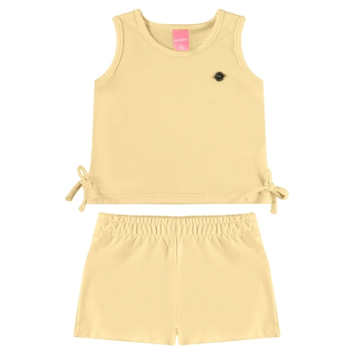 Conjunto Kamylus Feminino Infantil Regata E Shorts Malha Pique Trabalhada 1/3
