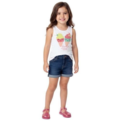 Blusa Regata Kyly Infantil Feminina Sorvete Em Meia Malha Algodão 1/3