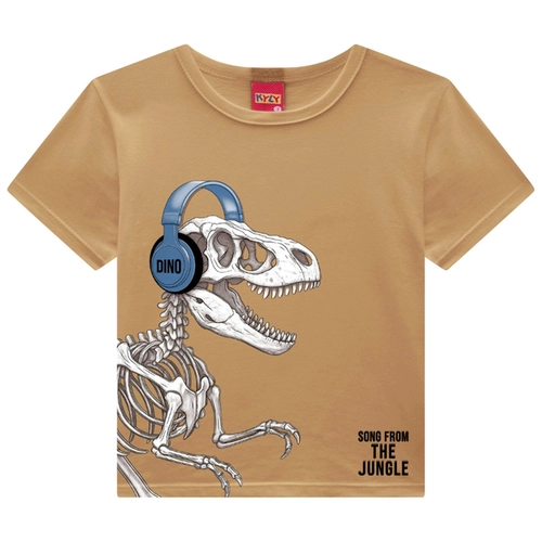 Camiseta Manga Curta Kyly Infantil Masculino Dinossauro Em Algodão 4/8