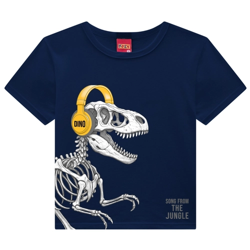Camiseta Manga Curta Kyly Infantil Masculino Dinossauro Em Algodão 4/8