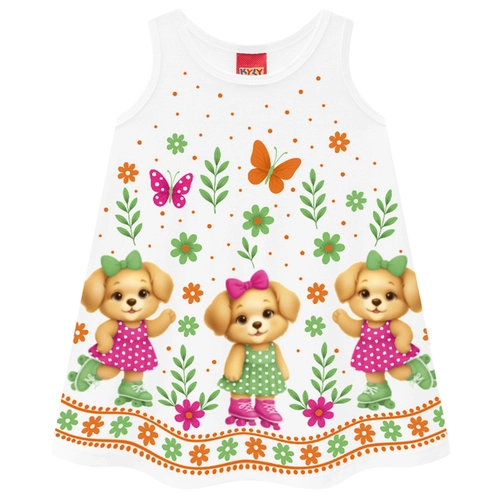 Vestido Kyly Infantil Feminino Cachorrinho Em Malha 1/3