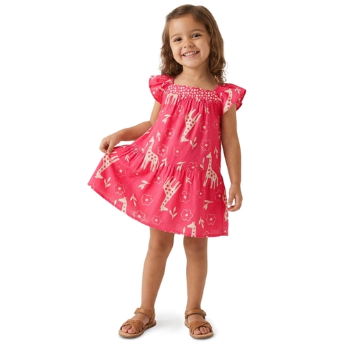 Vestido Manga Curta Kyly Infantil Feminino Girafinha Em Algodão 4/8