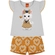 Conjunto Manga Curta Kyly Infantil Feminino Gatinho Com Shorts Em Cotton 1/3 - 0467-MESCLAWHITE