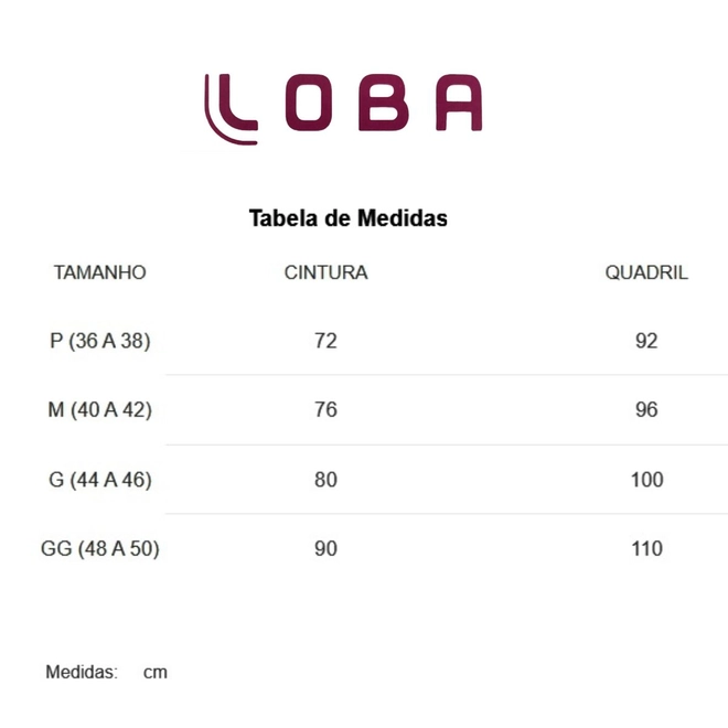 Tabela de Medidas