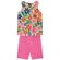 Conjunto Regata Kyly Infantil Feminino Com Bermuda Flores E Urbano Em Cotton 4/8 - 4996-ROSACUPCAKE