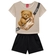 Conjunto Manga Curta Kyly Juvenil Feminino Com Short Ursinho Em Cotton 10/16 - 8553-AMENDOA