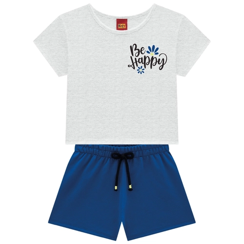 Conjunto Manga Curta Kyly Juvenil Feminino Com Short Florzinha Em Cotton 10/16