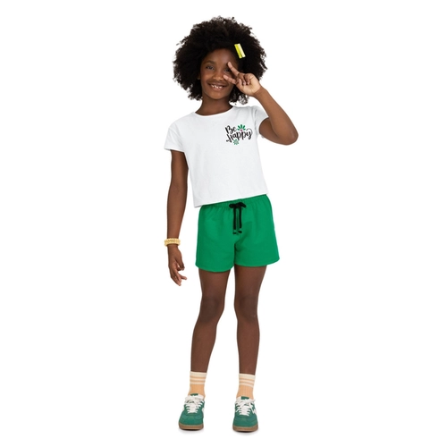Conjunto Manga Curta Kyly Juvenil Feminino Com Short Florzinha Em Cotton 10/16