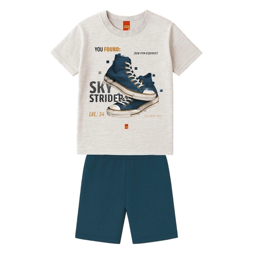 Conjunto Manga Curta Kyly Infantil Masculino Estampas Variadas Em Cotton 10/16