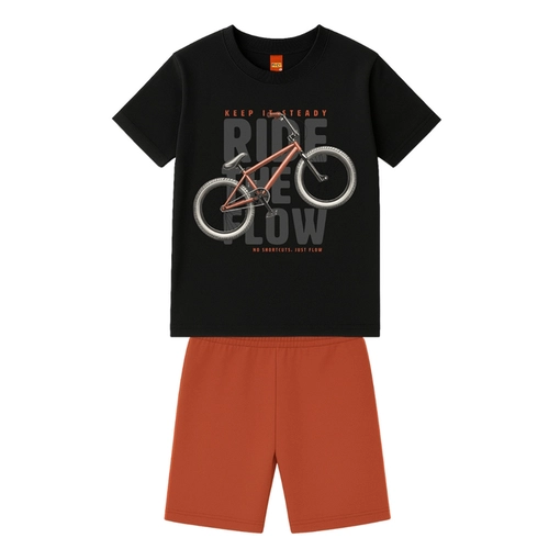 Conjunto Manga Curta Kyly Infantil Masculino Estampas Variadas Em Cotton 10/16
