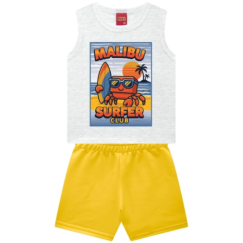 Conjunto Regata Kyly Infantil Masculino Estampa Praia Variado Em Cotton 1/3
