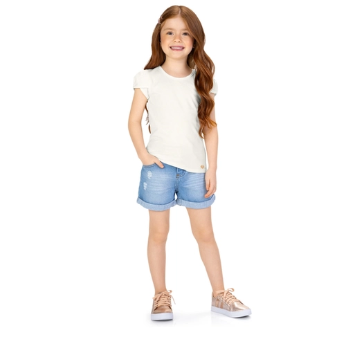 Blusa Manga Curta Milon Infantil Feminina Lisa Em Cotton 4/8