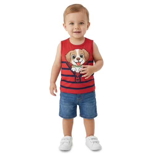 Camiseta Regata Kyly Infantil Masculino Cachorrinho Em Cotton 1/3