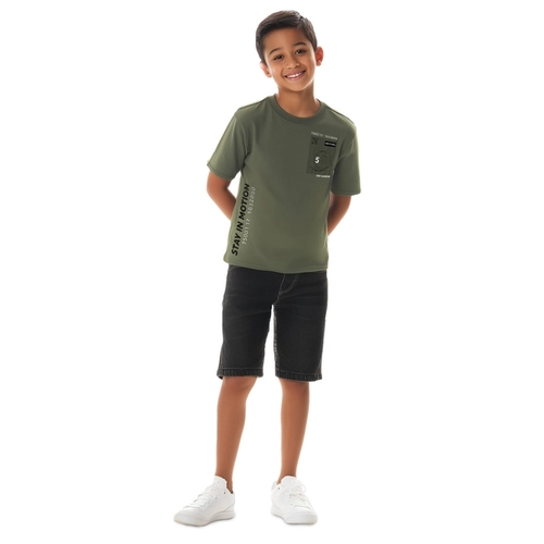 Camiseta Manga Curta Kyly Juvenil Masculino Boné Em Cotton 10/16