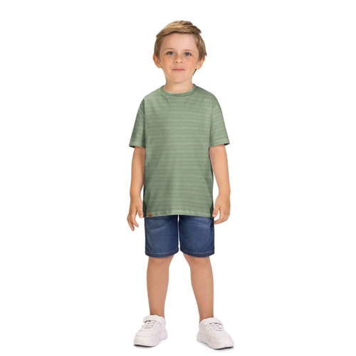 Camiseta Manga Curta Milon Infantil Masculino Listras Em Cotton 4/8