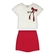 Conjunto Alakazoo! Juvenil Feminino Blusa Manga Curta Laço Com Shorts Saia Moletinho - 015551-VERMELHO NATTY