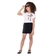 Conjunto Alakazoo! Juvenil Feminino Blusa Manga Curta Laço Com Shorts Saia Moletinho - 000156-PRETO