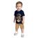 Conjunto Manga Curta Kyly Infantil Masculino Ursinho Baterista Em Cotton 1/3 - 6826-AZULMARINHO