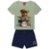 Conjunto Manga Curta Kyly Infantil Masculino Ursinho Baterista Em Cotton 1/3 - 700012-VERDECHÁMATCHA
