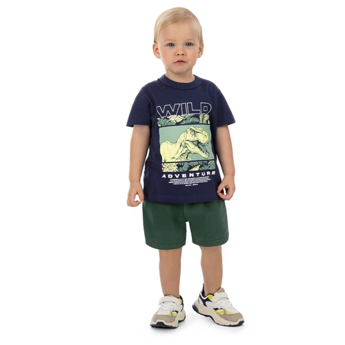 Conjunto Manga Curta Kamylus Infantil Masculino Dinossauro Em Meia Malha Penteada 4/10