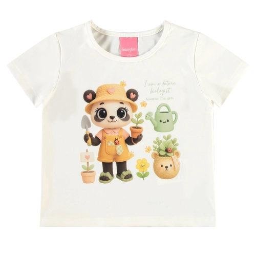 Conjunto Manga Curta Kamylus Infantil Feminino Bichinhos Em Malha Tchibum E Moletom 1/3