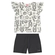 Conjunto Manga Curta Kamylus Infantil Feminino Mar Em Malha Canelada 4/10 - PRETO-PRETO