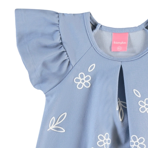 Vestido Manga Curta Kamylus Infantil Feminino Em Cotton Jeans 1/3