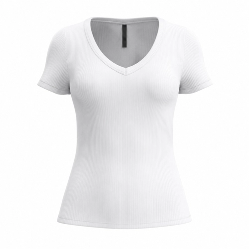 Blusa Manga Curta Lunender Adulto Feminina Canelada Em Viscose