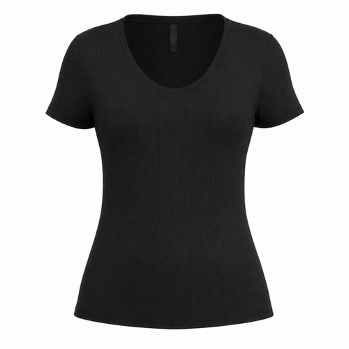 Blusa Manga Curta Lunender Adulto Feminina Canelada Em Viscose