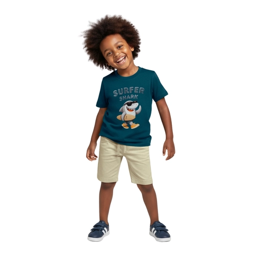 Camiseta Manga Curta Alakazoo! Infantil Masculino Esportes Em Algodão 1/3