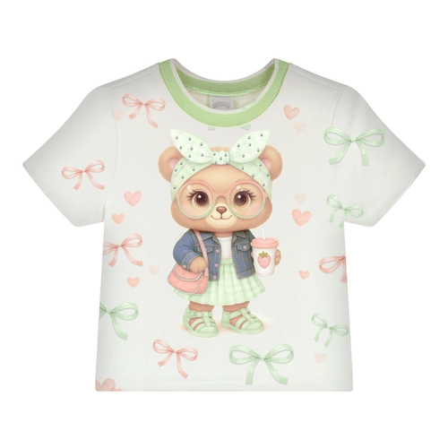 Blusa Manga Curta Alakazoo! Infantil Feminina Ursinho Em Moletinho 4/10