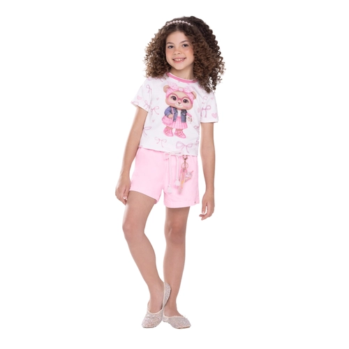 Blusa Manga Curta Alakazoo! Infantil Feminina Ursinho Em Moletinho 4/10
