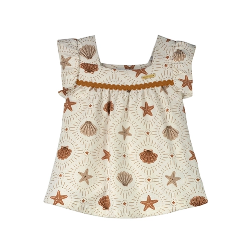Conjunto Regata Alakazoo! Infantil Feminino Com Short Conchas Em Cotton 1/3
