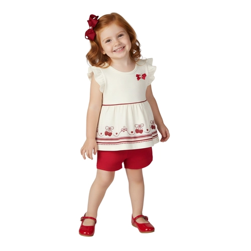 Conjunto Regata Alakazoo! Infantil Feminino Com Shorts Detalhes Em Cotton 1/3