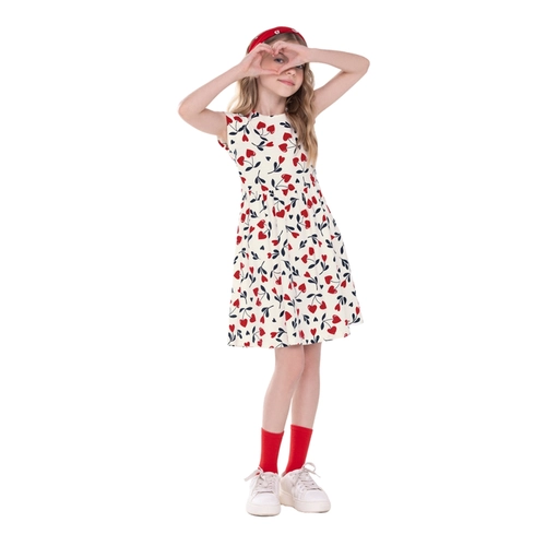 Vestido Manga Curta Alakazoo! Infantil Feminino Coração Cereja Em Cotton 4/10