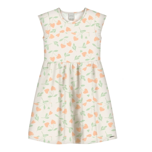 Vestido Manga Curta Alakazoo! Infantil Feminino Coração Cereja Em Cotton 4/10
