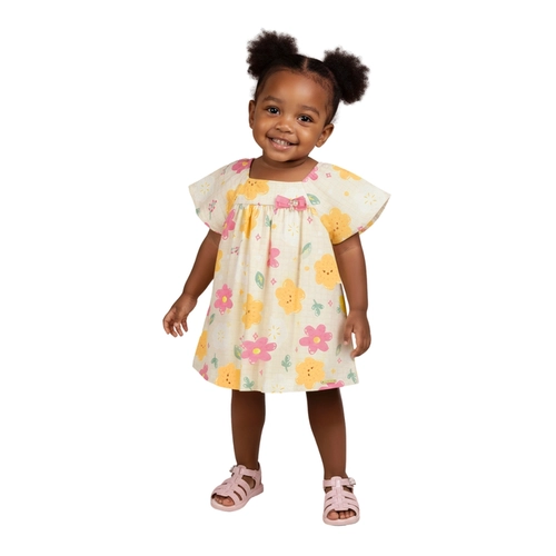 Vestido Manga Curta Alakazoo! Infantil Feminino Florzinha Em Cotton 1/3