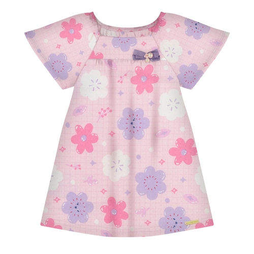 Vestido Manga Curta Alakazoo! Infantil Feminino Florzinha Em Cotton 1/3
