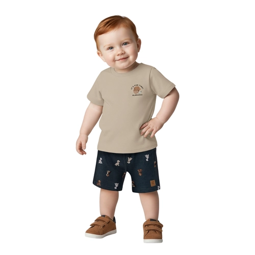 Conjunto Manga Curta Alakazoo! Infantil Masculino Cachorrinhos Em Cotton 1/3